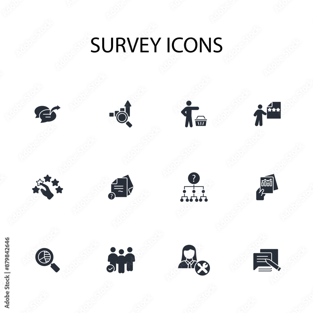Poster survey icon set.vector.editable stroke.linear style sign for use web design,logo.symbol illustration