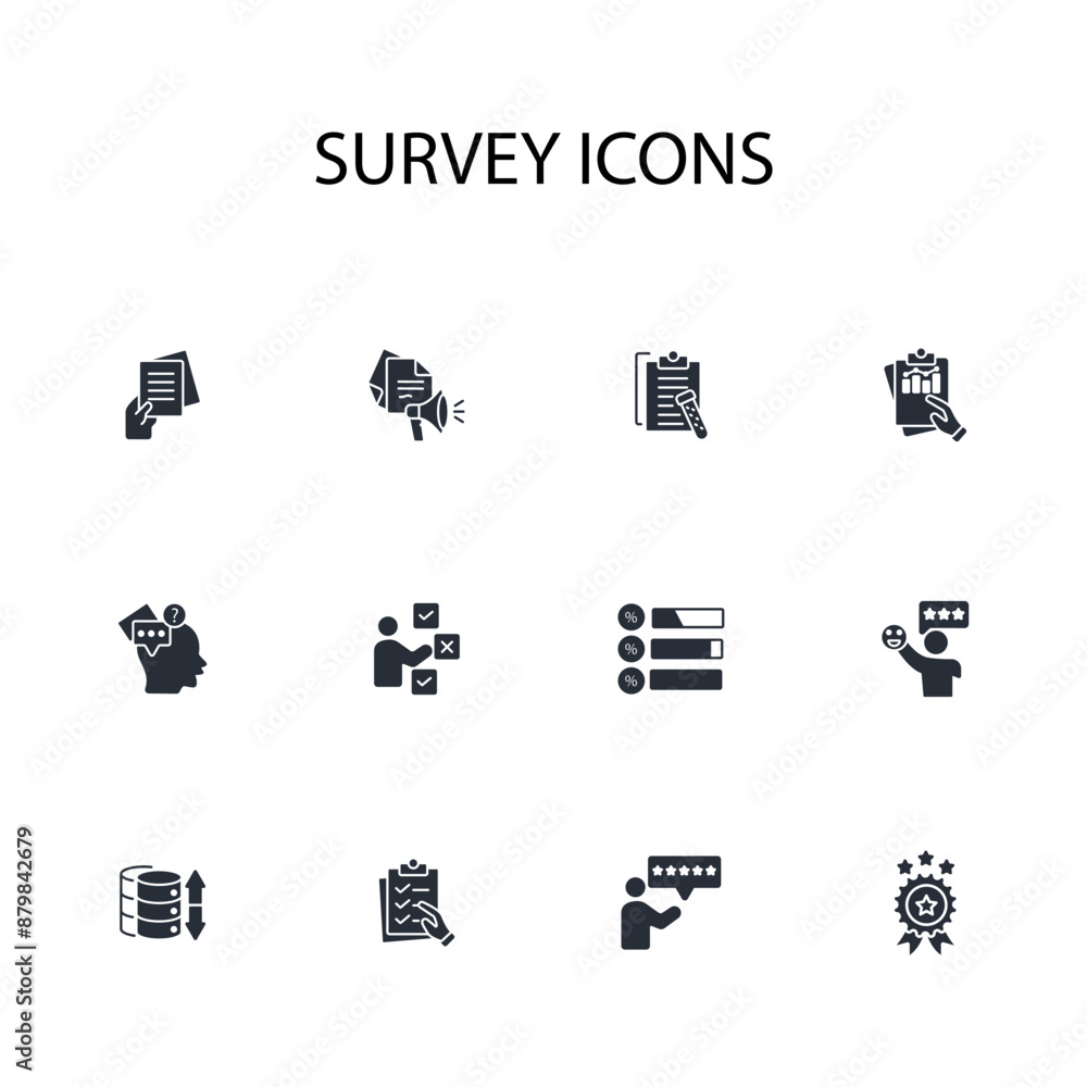 Poster survey icon set.vector.editable stroke.linear style sign for use web design,logo.symbol illustration