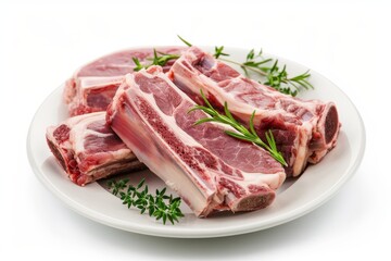 Raw pork legs on white plate