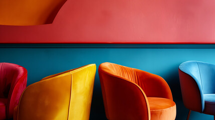 Bright Marketing Banner Featuring Velvet Dining Chairs on a Simple Background