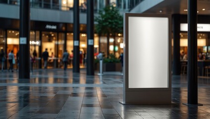 Empty white billboard digital sign poster mockup on outdoor luxury shopping mall