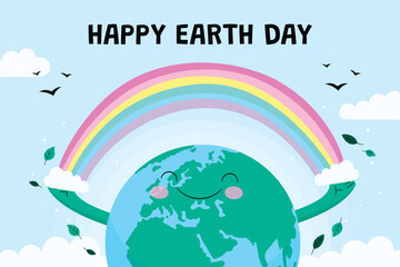 Flat background for earth day celebration
