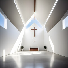 Obraz premium Modern Church Interior with Minimalist Design