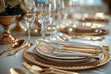 Elegant Dining Set polished silverware, forks, knives, spoons