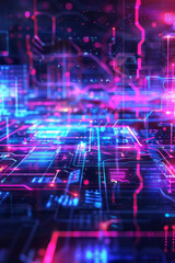 Obraz premium Glowing Holograms Holographic displays and neon elements in a futuristic, cyberpunk design, Professional tshirt design vector,generative ai