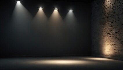 Glowing backdrop with spotlight and blank wall