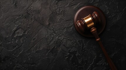 Black Gavel. Top View of Judge's Mallet on Leather Background. Law and Business Concepts