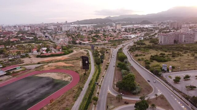 Aerial video of the city at Av Jovito Pampatar Margarita