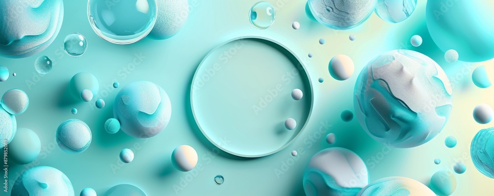 Poster Abstract flowing shapes in soft blue and white hues creating a sense of movement and fluidity