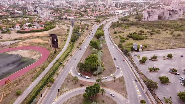 Aerial video of the city at Av Jovito Pampatar Margarita