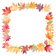 autumn leaves frame, isolated on white, border 