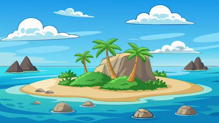 island in ocean uninhabited isle with beach palm