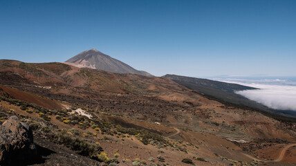 Panoramic view of the Teide National Park with the sea of clouds