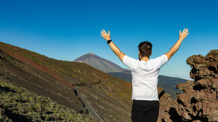 Hiker enjoying the view of the Teide National Park