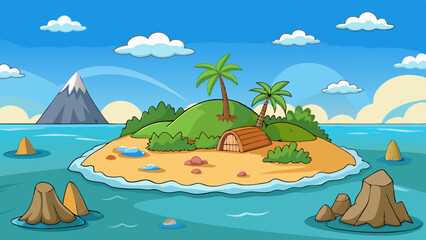 island in ocean uninhabited isle with beach palm