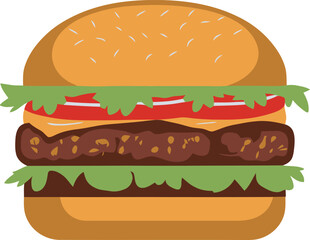 Cheese burger isolated illustration - Generative AI