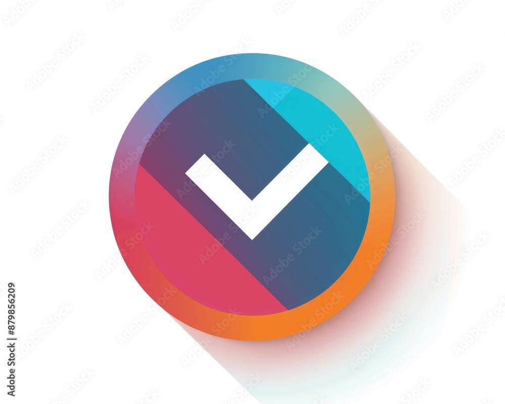 Poster checkmark in circle. icon design with button style for yes sign and tick choice
