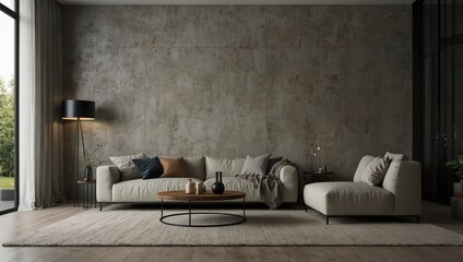 Modern living room interior with blank space and empty wall 
