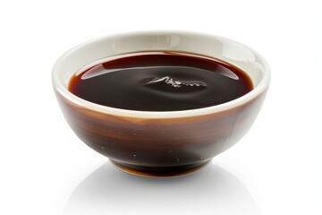 Teriyaki sauce in bowl on white background for restaurant menu Traditional Japanese sushi seasoning Healthy choice