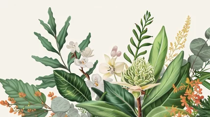 Gardinen A drawing of a flower garden with a variety of plants and flowers © Alice a.