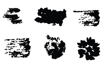 Set of grunge brushes strokes paint strokes with a dry brush. Abstract ink blots.