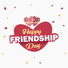 Vector illustration of hand drawn happy friendship day felicitation in heart fashion style with lettering text sign and color triangle for grunge effect isolated on white background