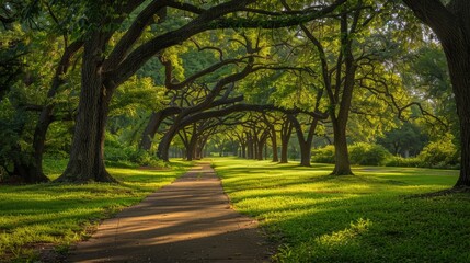 Fototapeta premium Texas Park: A Tranquil Nature Retreat in Houston with Lush Greenery