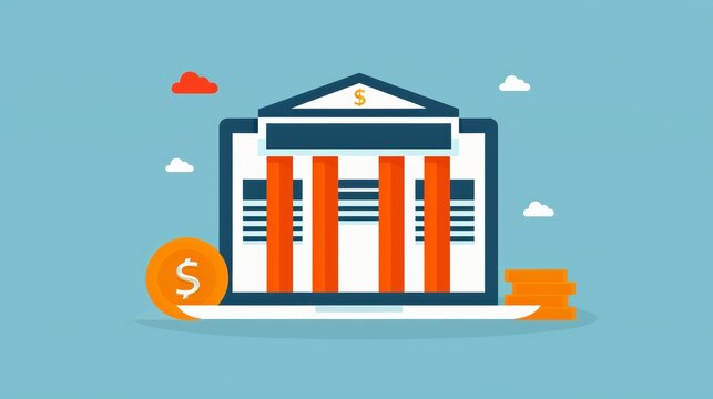 Accounts flat design front view digital banking theme animation vivid, focus cover all object