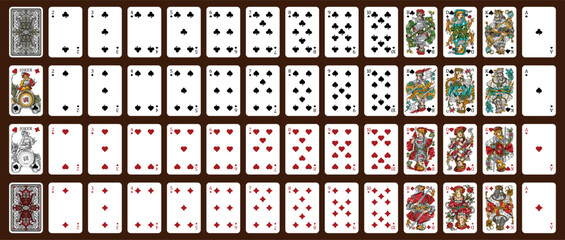 52 playing cards with jokers - Poker playing cards, full deck. © Максим Лебедик