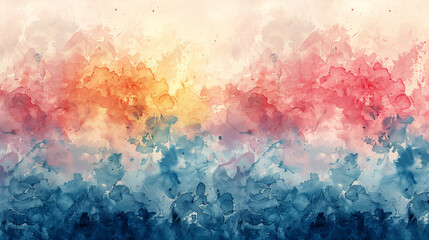 Fototapeta premium Vibrant Watercolor Gradient with Orange & Blue & Yellow Pink Abstract Background