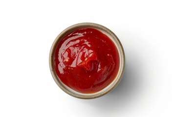 Top view of isolated ketchup on white background