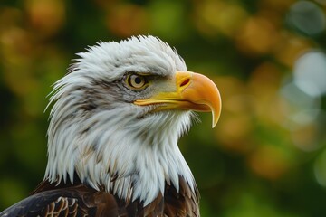 Fototapeta premium Bald Eagle Head. Majestic American Bird of Prey Portrait with Bald Eagle Beak
