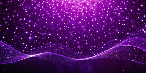 Obraz premium A vibrant purple background with shimmering particles and flowing waves, perfect for projects related to fashion, beauty, fantasy, or technology.