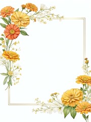 white space for text with floral border background