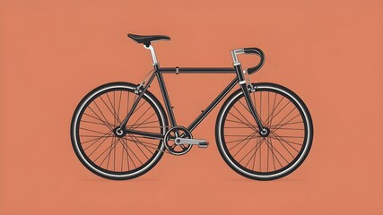 Fototapeta premium Black line bicycle with a single speed and fixed gear isolated on a white backdrop, rendered in vector format.