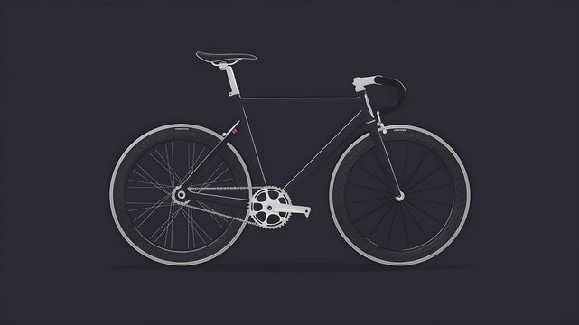 Black line bicycle with a single speed and fixed gear isolated on a white backdrop, rendered in vector format.