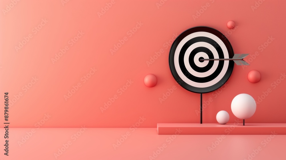 Poster an elegant black target design with a minimalist style, set against a neutral background. the image 