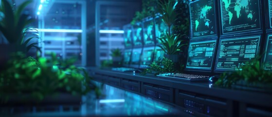 In a futuristic workspace