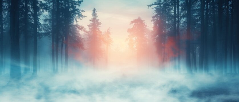 Ghostly presence in a scary forest clearing outside, spectral forms drifting among the trees, haunting whispers carried by the wind