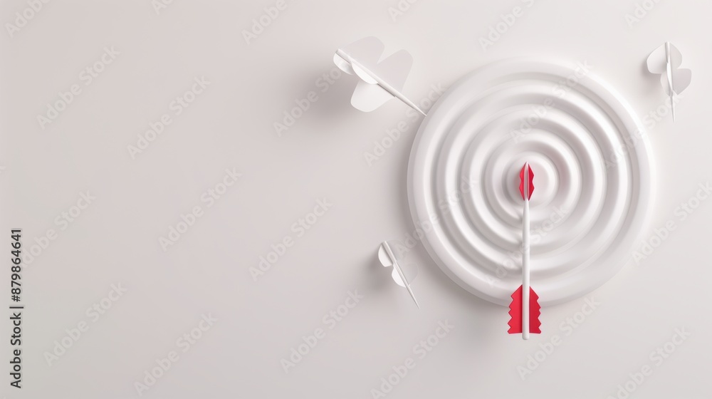 Poster a minimalist white background with a target design, featuring clean lines and ample copy space for a
