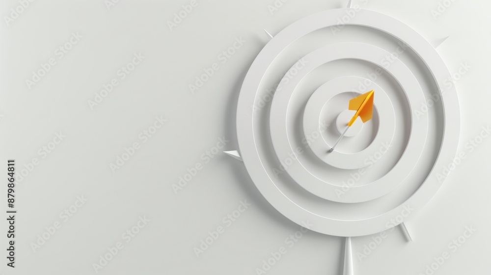 Poster a minimalist white background with a target design, featuring clean lines and ample copy space for a
