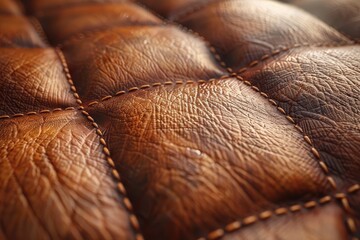 Leather Texture background grain stitching.