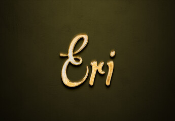 Old gold text effect of Japanese name Eri with 3D glossy style Mockup.