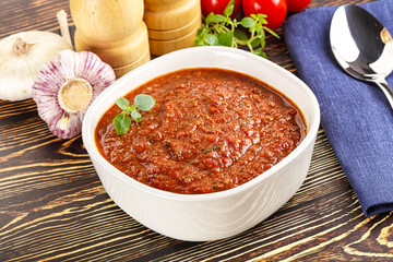 Spanish traditional gazpacho tomato soup