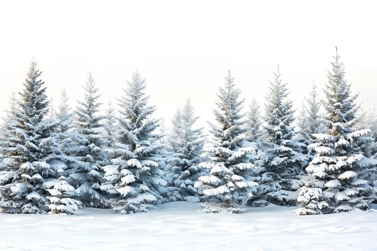 a row of snow covered evergreen trees in the snow