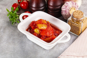 Hungarian lecho with bell pepper