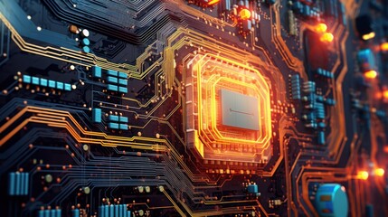 Immerse yourself in the world of computing with this wallpaper showcasing a printed circuit board, a testament to the marvels of digital technology and electronics.