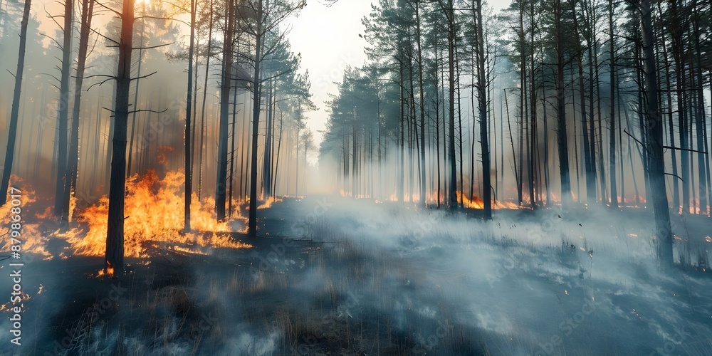 Poster creating firebreaks in forests a crucial strategy to prevent wildfires and safeguard surrounding are