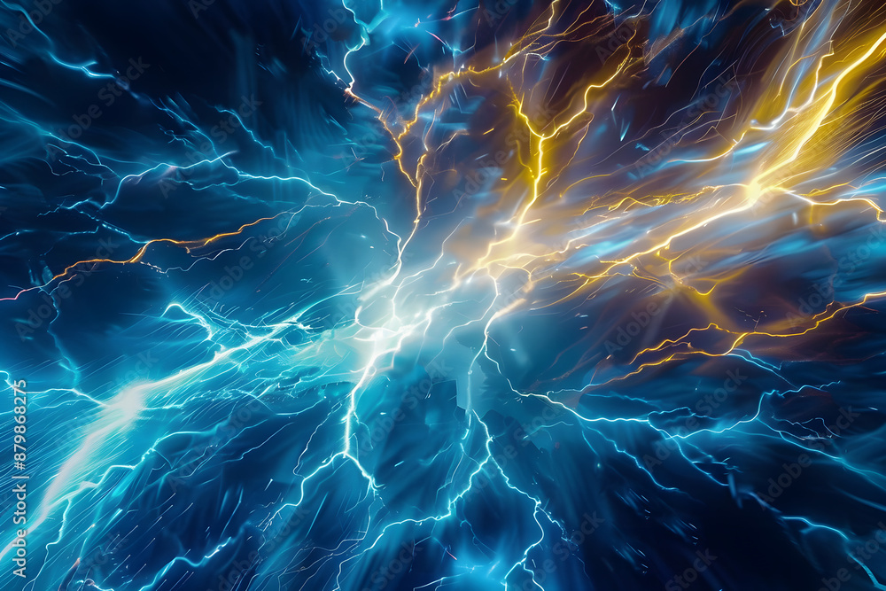 Canvas Prints abstract energy and electrical background with blue lightning and plasma