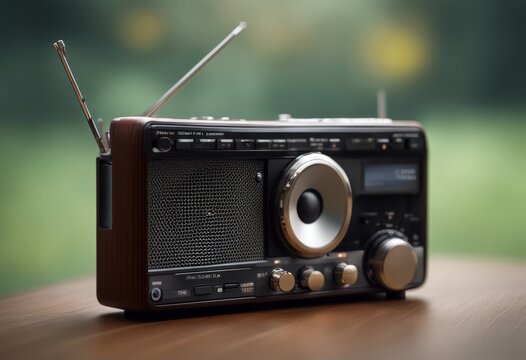 porable digital front radio dab view technology wooden audio music background wood equipment table object sound white device listen vintage entertainment phone drone space modern fly